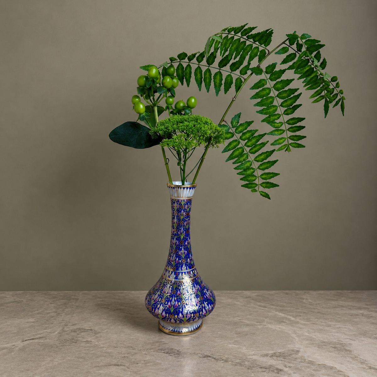 Blue & Gold Asian Ornamental Vase